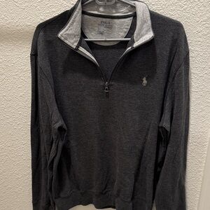Polo by Ralph Lauren Men's Dark Gray Quarter Zip Sweater